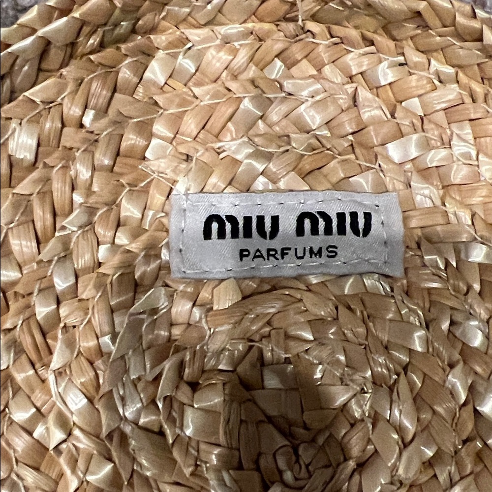 Miu Miu Straw Circle Bag with Pink Bear Charm - Picture 2 of 6